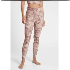 Athleta Floral Elation Tight in Cream and Brown